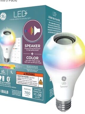 GE LED Bluetooth Speaker Color Changing Smart Light Bulb